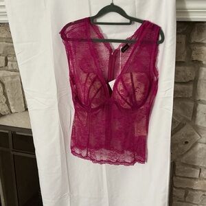 La Perla Fuchsia Lace Sheer Bra Top